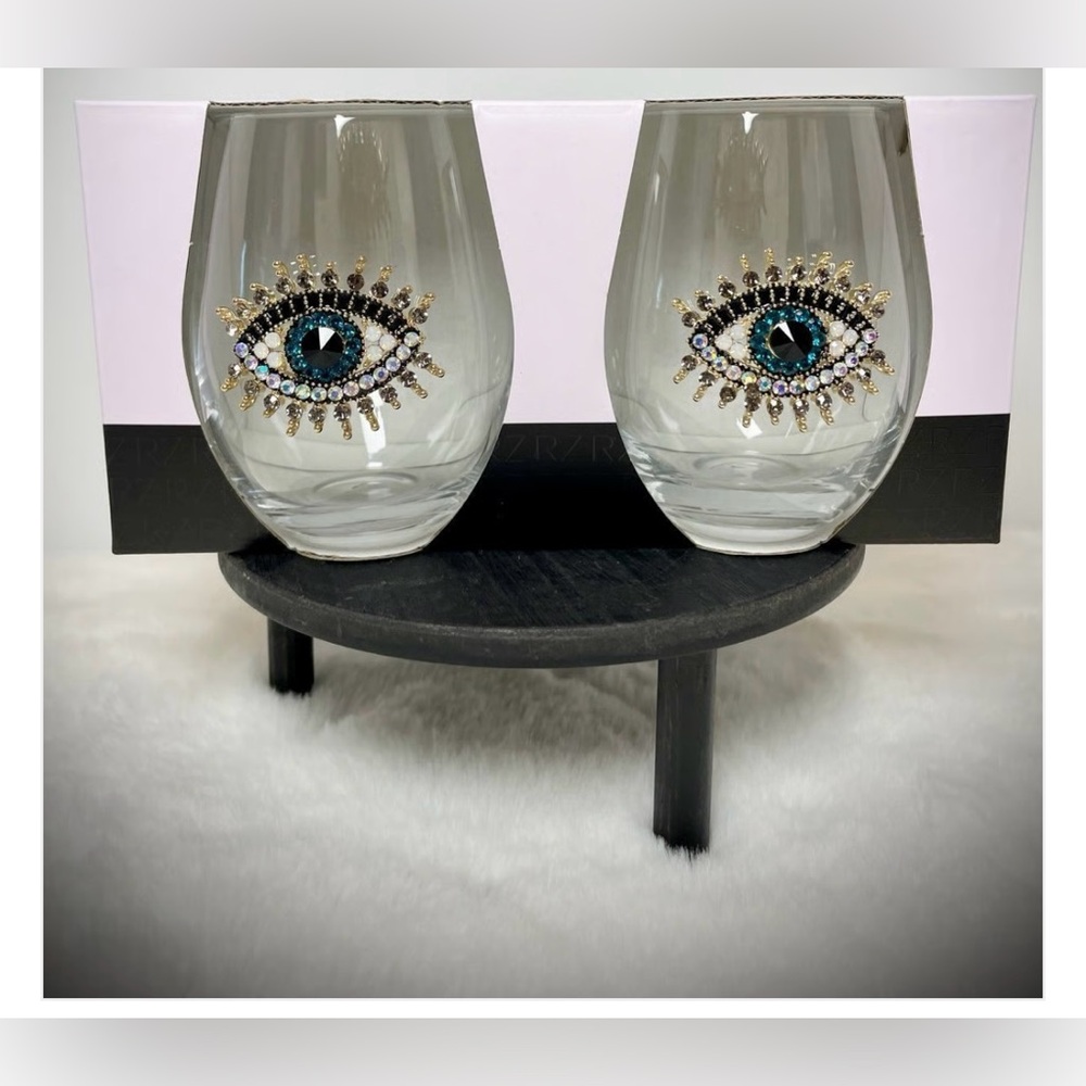 Rachel Zoe Evil Eye Stemless Wine Glasses